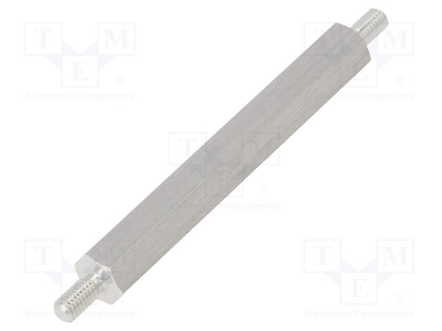 Screwed spacer sleeve; 45mm; Ext.thread: M3; hexagonal; aluminium