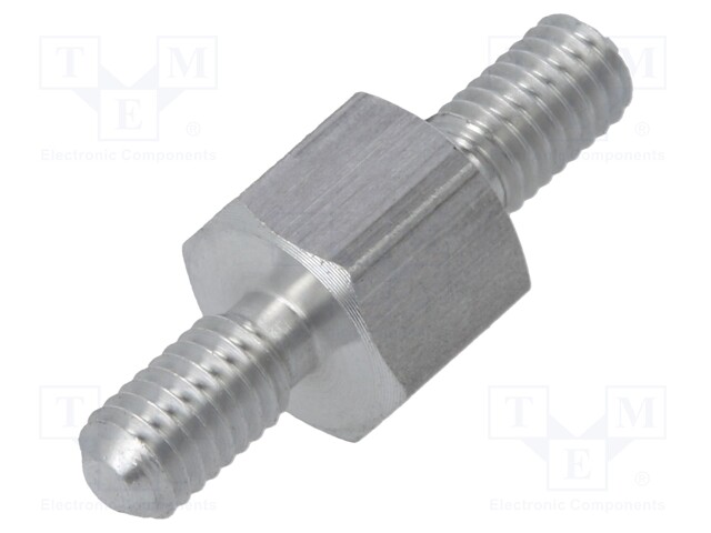 Screwed spacer sleeve; 5mm; Ext.thread: M3; hexagonal; aluminium