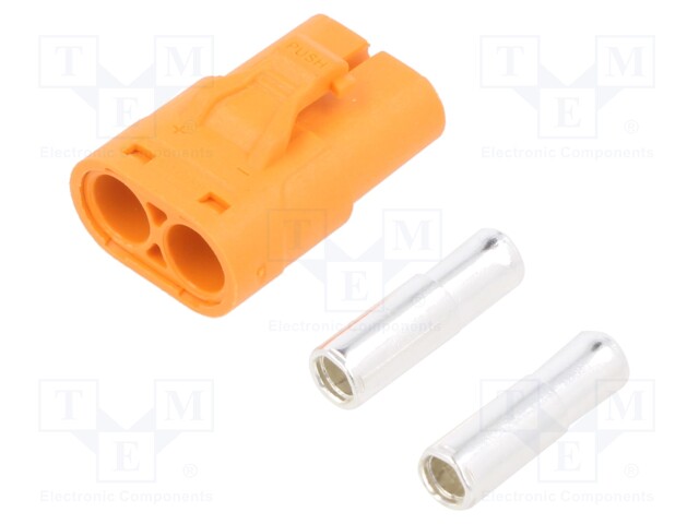 Plug; DC supply; LC; female; PIN: 2; for cable; soldering; orange