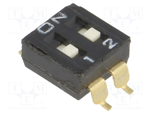 Switch: DIP-SWITCH; Poles number: 2; ON-OFF; 0.025A/24VDC; Pos: 2