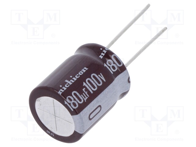 Capacitor: electrolytic; low impedance; THT; 180uF; 100VDC; ±20%