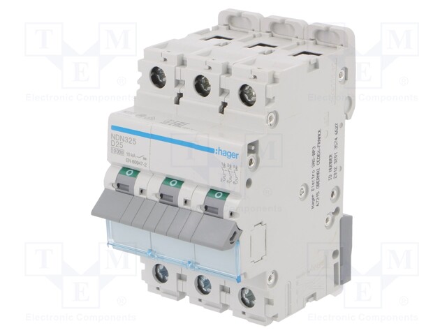 Circuit breaker; 230/400VAC; Inom: 25A; Poles: 3; DIN; Charact: D