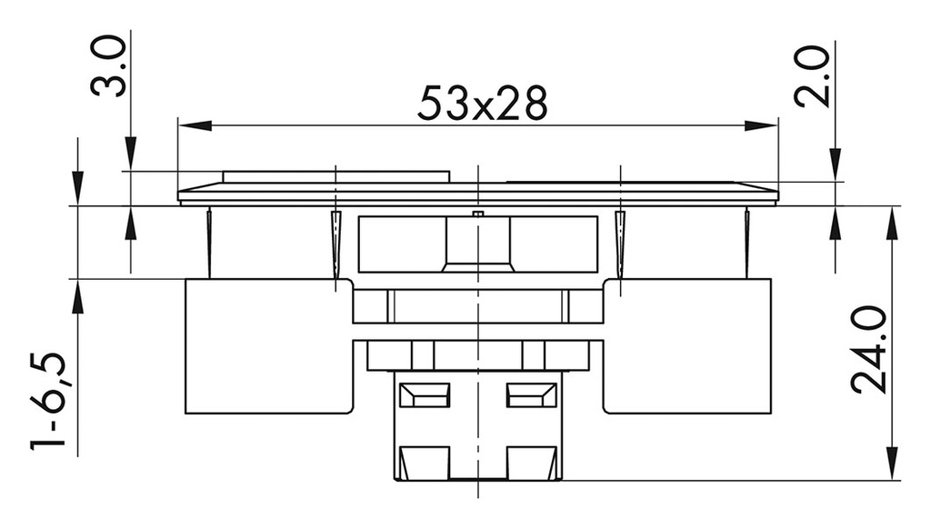 Switch: double; 22mm; green/red; yes; IP65; flat; Pos: 2; 22.5x47.5mm