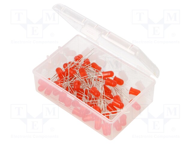 Kit: LED; 5mm; THT; 50pcs; red; 3÷15V; Kit: LED diode red x50; 8mA