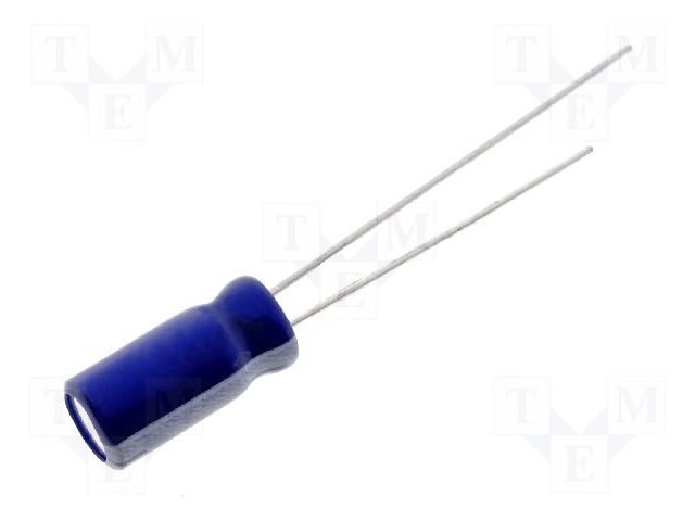 Capacitor: electrolytic; THT; 1uF; 50VDC; Ø4x7mm; Pitch: 1.5mm; ±20%