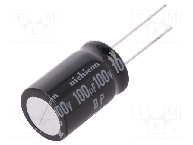 Capacitor: electrolytic; bipolar; THT; 100uF; 100VDC; Ø16x25mm