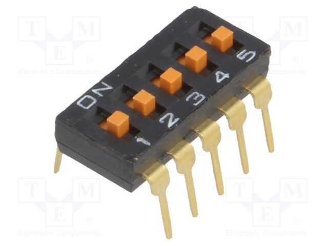 Switch: DIP-SWITCH; Poles number: 5; ON-OFF; 0.025A/24VDC; Pos: 2