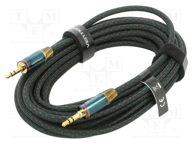 Cable; Jack 3.5mm plug,both sides; 5m; Plating: gold-plated