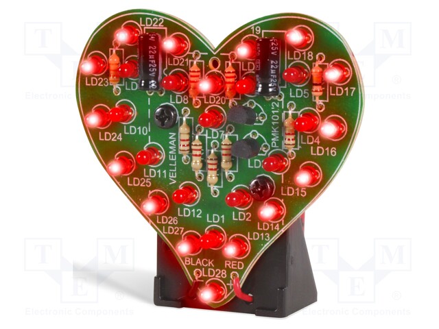 Flashing heart; visual effects; No.of diodes: 28; 65x70x30mm