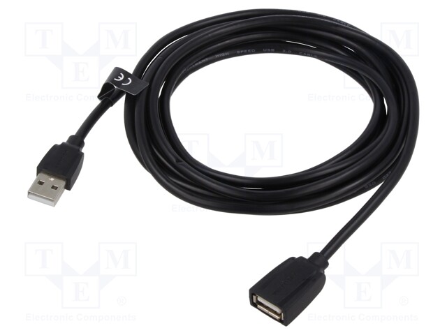 Cable; USB 2.0; USB A socket,USB A plug; nickel plated; 0.5m