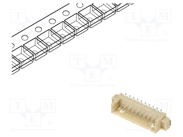 Socket; wire-board; male; 1.25mm; PIN: 10; SMT; 250V; 1A; tinned