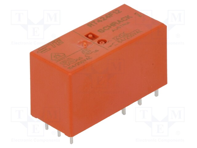 Relay: electromagnetic; DPDT; Ucoil: 12VDC; 8A/250VAC; 8A/30VDC; 8A