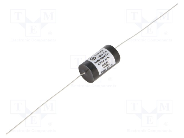 Capacitor: polypropylene; 0.33uF; 600VDC; ±2%; Ø11.7x24mm; 0.001