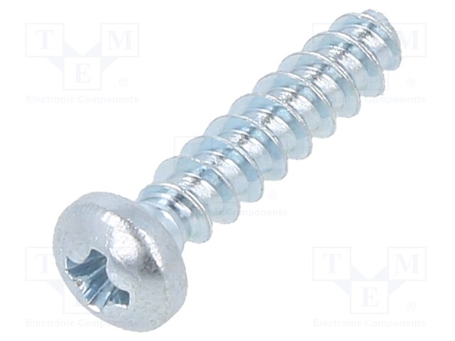 Screw; for plastic; 3x14; Head: button; Phillips; steel; zinc