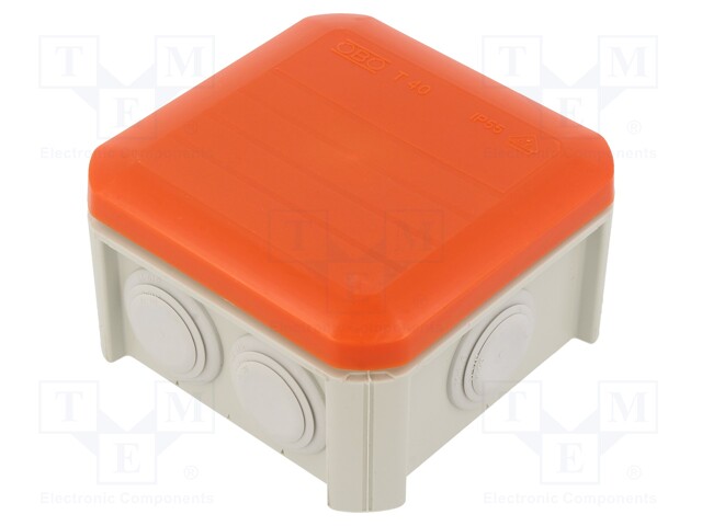 Enclosure: junction box; X: 90mm; Y: 90mm; Z: 52mm; polypropylene