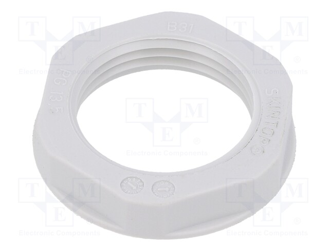 Nut; PG13,5; polyamide; UL94V-2; 27mm; light grey; -20÷100°C