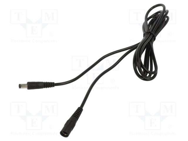 Cable; DC 5,5/2,5 plug,DC 5,5/2,5 socket; straight; 0.5mm2; 3m