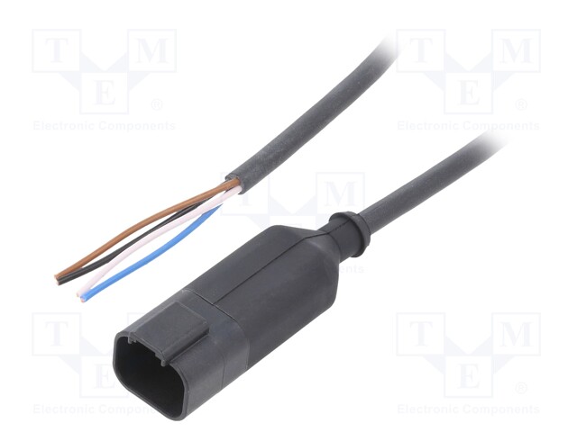 Connection lead; DT04-4P; PIN: 4; straight; 3m; plug; 48VAC; 8A; male