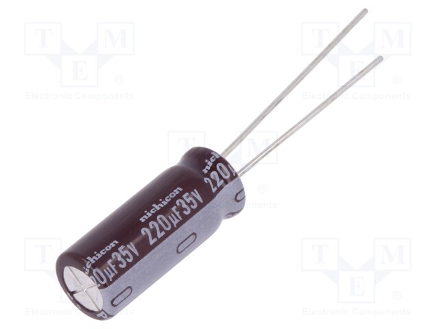 Capacitor: electrolytic; low impedance; THT; 220uF; 35VDC; Ø8x20mm