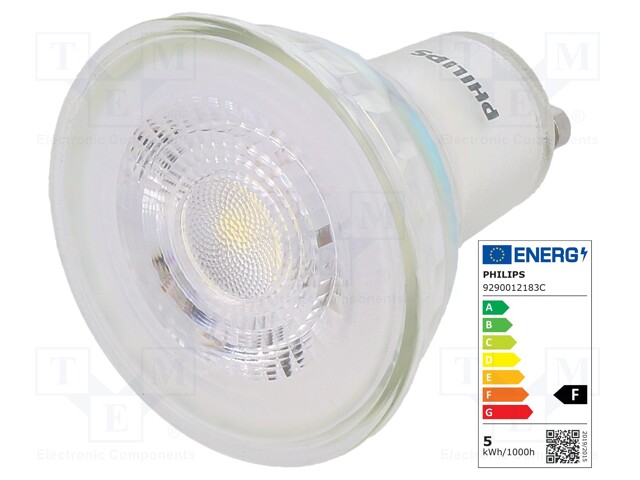 LED lamp; cool white; GU10; 230VAC; 390lm; 4.6W; 36°; 6500K