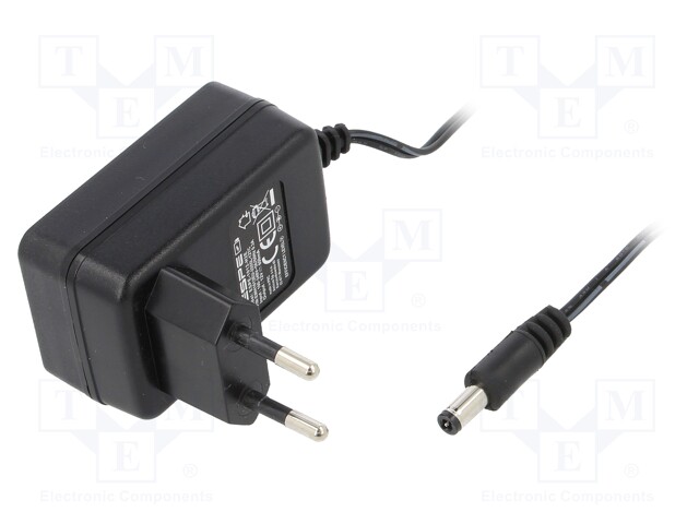 Power supply: switched-mode; 12VDC; 0.8A; Out: 5,5/2,5; 9.6W; 1.45m