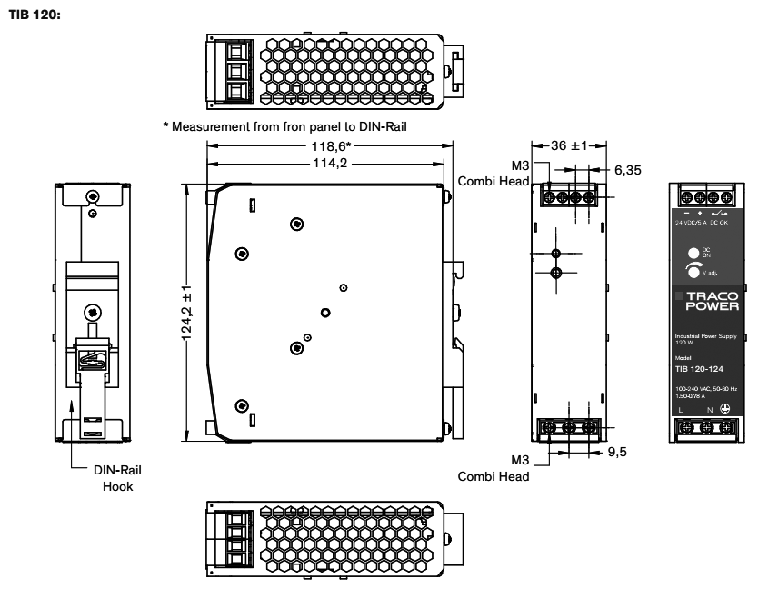 Power supply: switched-mode; 120W; 48VDC; 47÷56VDC; 2.5A; OUT: 1