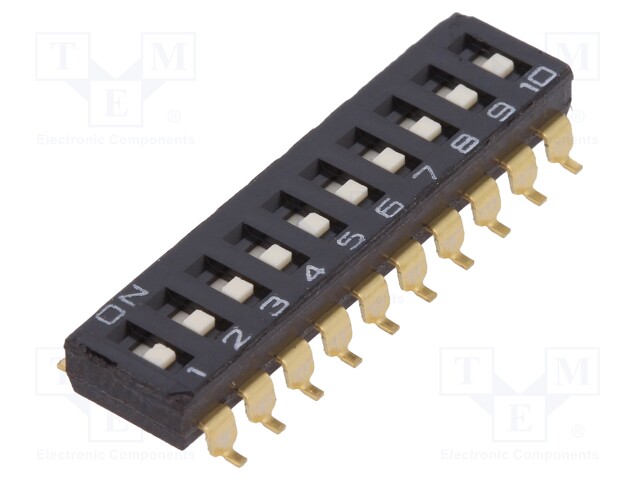 Switch: DIP-SWITCH; Poles number: 10; ON-OFF; 0.025A/24VDC; Pos: 2