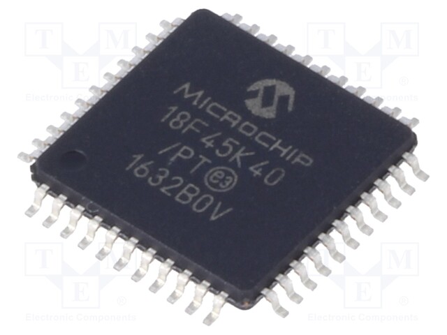 PIC microcontroller; Memory: 32kB; SRAM: 2048B; EEPROM: 256B; SMD