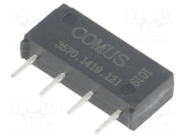 Relay: reed; SPST-NO; Ucoil: 12VDC; 500mA; max.200VDC; 10W; THT; SIP