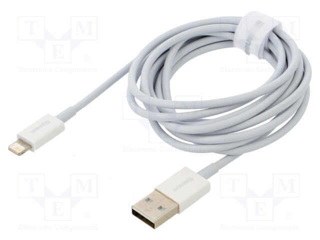 Cable; Apple Lightning plug,USB A socket; 2m; white; 2.4A