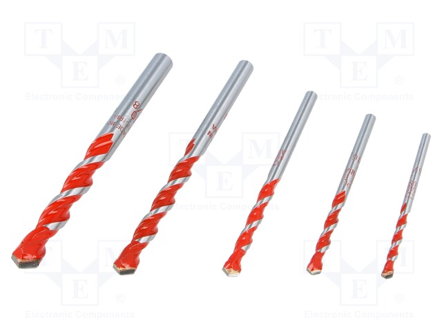 Tool accessories: drill set; Pcs: 5; Mat: steel