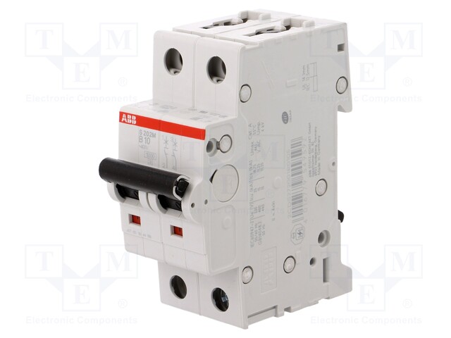 Circuit breaker; 400VAC; Inom: 10A; Poles: 2; DIN; Charact: B; 10kA