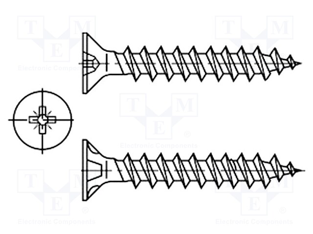 Screw; SPAX; for chipboard; 3x25; Head: countersunk; Pozidriv; zinc