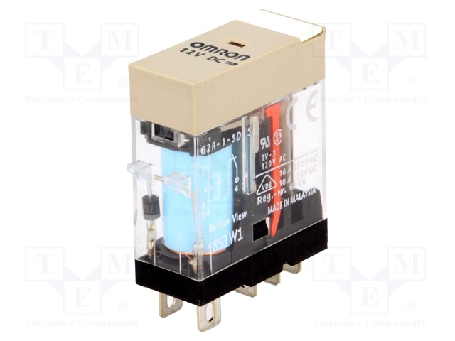 Relay: electromagnetic; SPDT; Ucoil: 12VDC; 10A/250VAC; 10A/30VDC