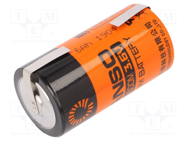 Battery: lithium; 3.6V; C; soldering lugs; Ø26x50.9mm; 6000mAh