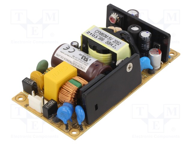 60W; 120÷370VDC; 90÷264VAC; 5VDC; 8A; -20÷70°C; Mounting: panel; 82%