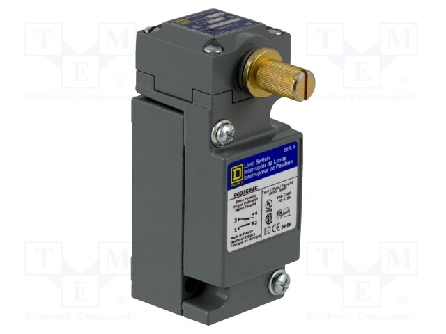 Limit Switch, Rotary, SPDT-DB, 1.2 A, 600 V, 0.34 N-m, 9007 Series