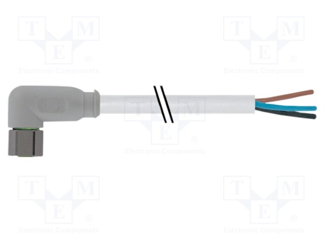 Connection lead; M8; PIN: 3; angled; 10m; plug; 60VAC; -25÷80°C