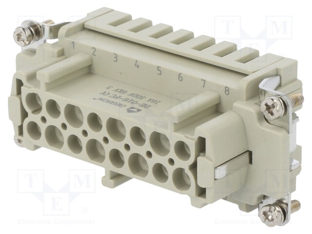 Connector: HDC; contact insert; female; DE; PIN: 16; 16+PE; crimped