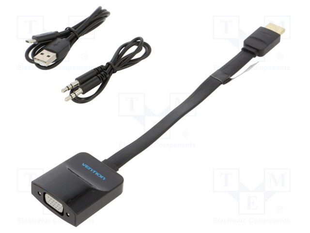 Converter; HDMI 1.4,flat; 0.15m; black; Features: Full HD