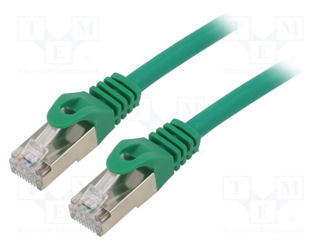 Patch cord; S/FTP; 6a; solid; Cu; LSZH; green; 10m; 27AWG; Cablexpert