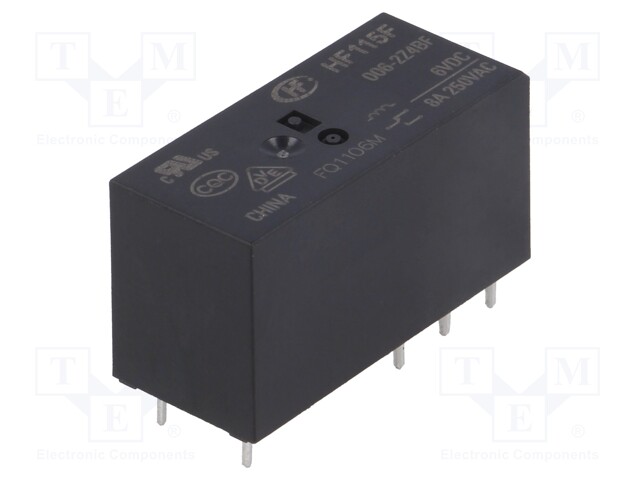 Relay: electromagnetic; DPDT; Ucoil: 6VDC; 8A/250VAC; 8A/24VDC; 8A