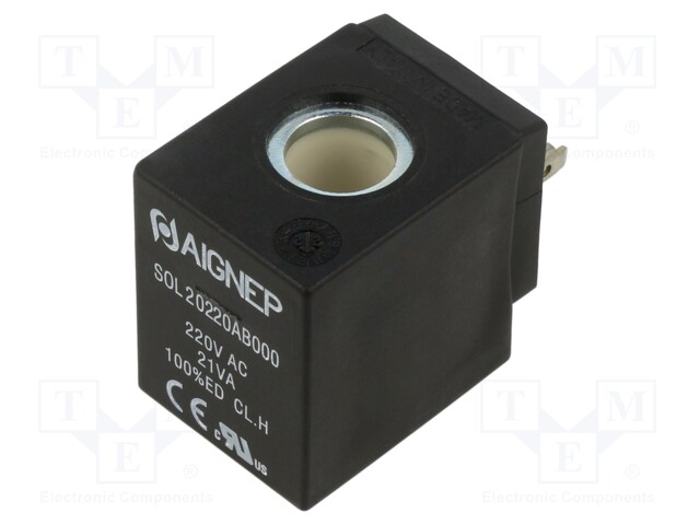 Coil for solenoid valve; IP65; 230VAC; 21VA