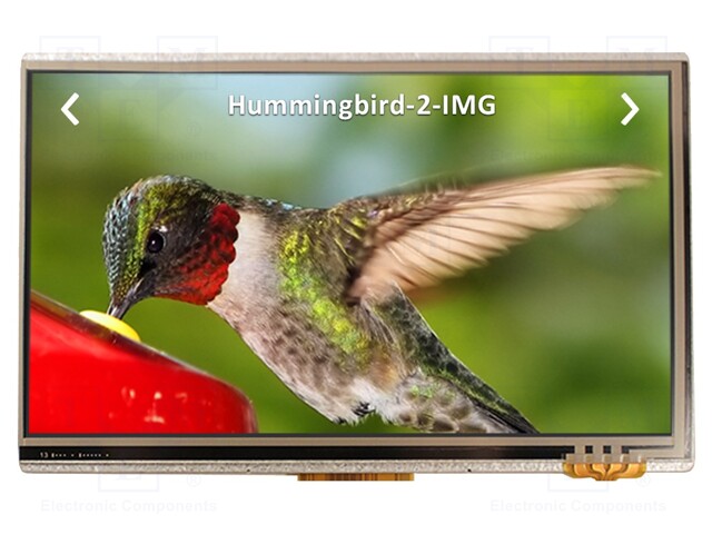 Display: TFT; 7"; 800x480; Illumin: LED; Dim: 165x104x4.7mm; 3.3VDC