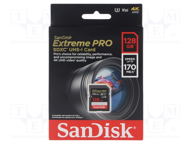 Memory card; Extreme Pro; SD XC; 128GB; Read: 170MB/s; UHS I