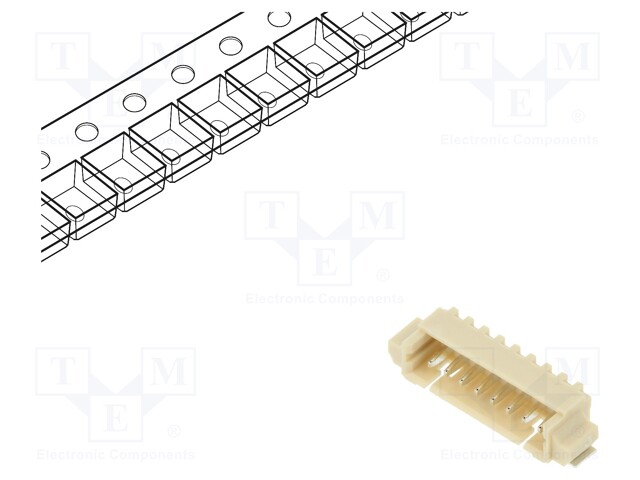 Socket; wire-board; male; 1.25mm; PIN: 8; SMT; 125V; 1A; tinned