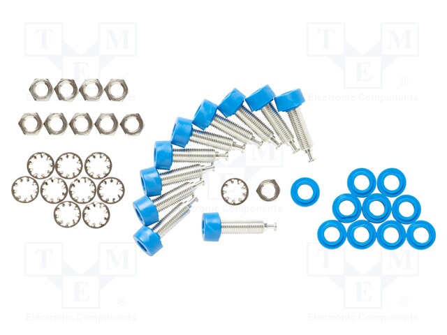 Socket; 4mm banana; 15A; blue; tinned; on panel; max.115°C; 10pcs.