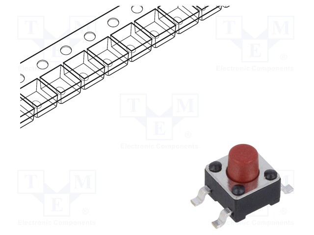 TACTILE SW, SPST, 0.05A, 12VDC, SOLDER