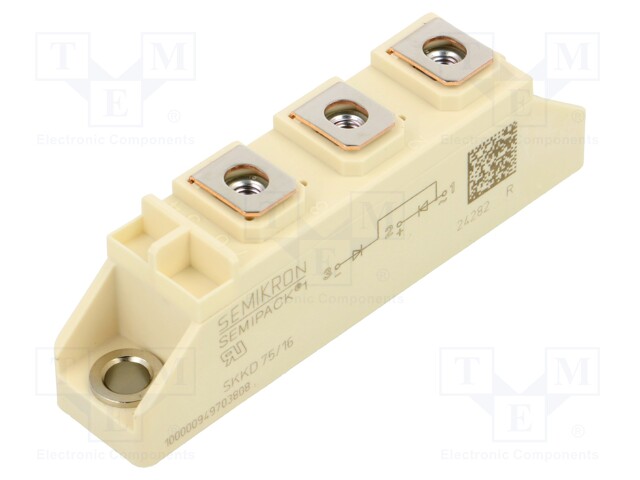 Module: diode; double series; 1.6kV; If: 75A; SEMIPACK1; screw