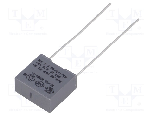 Capacitor: polypropylene; X2; 47nF; 10mm; ±20%; 13x6x12mm; 275VAC